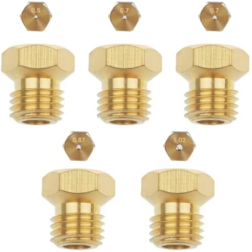 NJCXOLA 5 Pièces Gicleur gaz Butane Universels, Injecteur de Gaz Gicleur Bouteille Kit de Conversion, GPL Bouteille Gicleur Brûleur pour Cuisinière à Gaz de Brûleur au Propane
