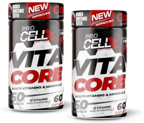 ProCell VitaCore | Pack x2 uds. Multivitamínico con Minerales (120 cápsulas / 4 meses) - Vitaminas del Grupo B, C y E - Apoya el Metabolismo y Sistema Inmunitario - Propiedades Antioxidantes