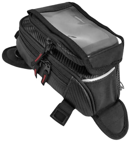 Zaino da serbatoio per moto – Zaino impermeabile con navigazione magnetica, borsa da sella, borsa magnetica, borsa da serbatoio, borsa trasparente, tasca frontale impermeabile touch screen, pressione