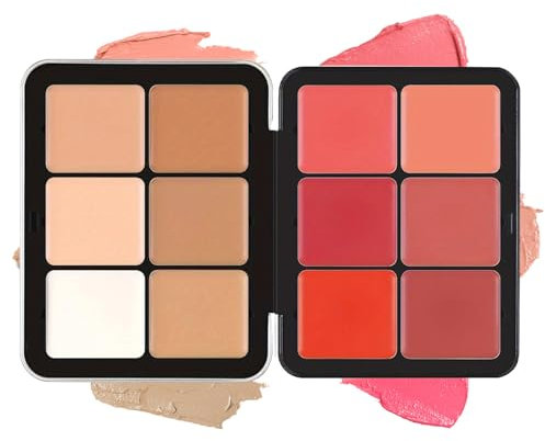 Horuili® Paleta de Maquillaje con 12 Colores de Contorno de Rubores Correctores, Paleta de Corrector, Paleta de Colorete de Camuflaje Facial, Crema Correctora de Contorno Impermeable (color-2)