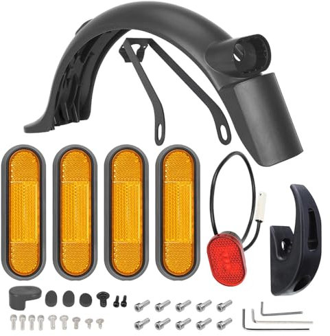 Tumacado Elektroroller Heckkotflügel Scooter Schutzbleche für Xiaomi M365 Pro2/Pro/1S/Lite, Scooter Zubehör，Elektroroller Hinterer Kotflügel mit LED Rücklicht/Reflektierende Abdeckung und Haken