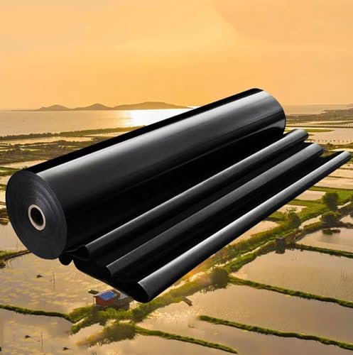 HDPE Gartenteichfolie 6x8m - Flexible wasserdichte Abdeckung für kleine Teiche, Springbrunnen und Wasserspiele - Langlebig Schwarz 7x9m & 4x6m Optionen erhältlich