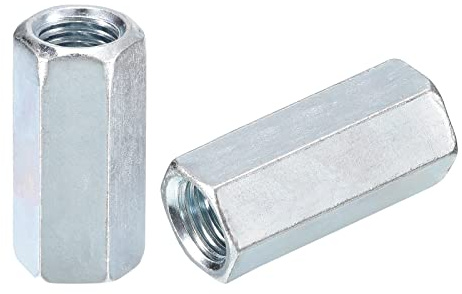 sourcing map Kupplungsmuttern M16 x 22 x 50 mm, verzinkter Karbonstahl, Sechskant-Gewindestangen-Kupplung für Möbel, Elektronik, Industrie, 2 Stück