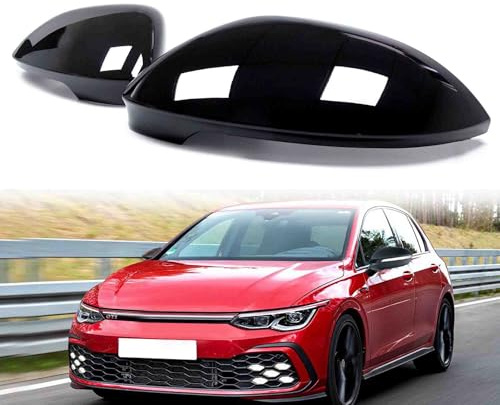 L+R Schwarz Spiegelkappen Außenspiegel Mirror Covers Spiegel Kappen für VW Golf 8 VIII Ohne Spurwechselassistent 2019 2020 2021 2022