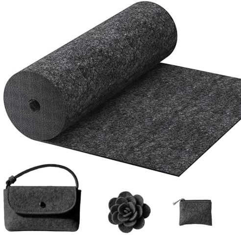 PWGHWG Filz Meterware 30cm×300cm×3mm Filzrolle Filzstoff Filzmatte | Polyester Bastelfilz für DIY Filzunterlage Taschenfilz Patchwork Nähen Stickfilz (Dunkelgrauen)