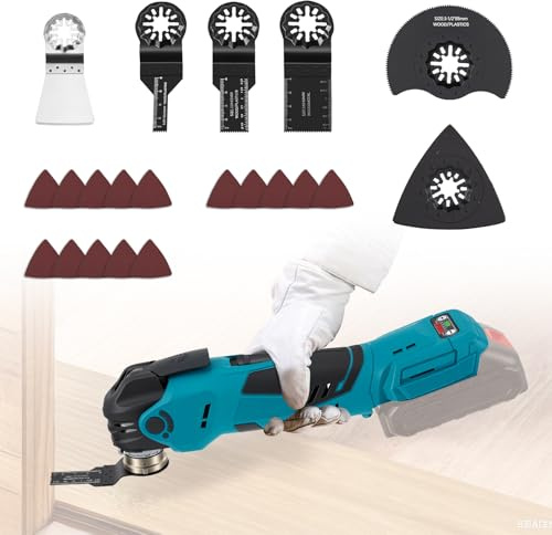 Cordless Oscillating Tool for Makita 18V Battery,Brushless Multi Tools with 5 Variable Speeds to 22000 RPM,Oscillating Tool Kit with 21 Accessories for Removing,Scraping,Cutting(NO Battery)