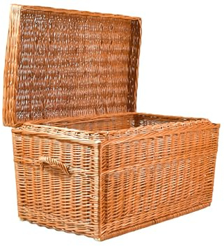 MyBer K7-089-P Grand coffre en osier marron - Panier décoratif en osier - Panier à linge fait main