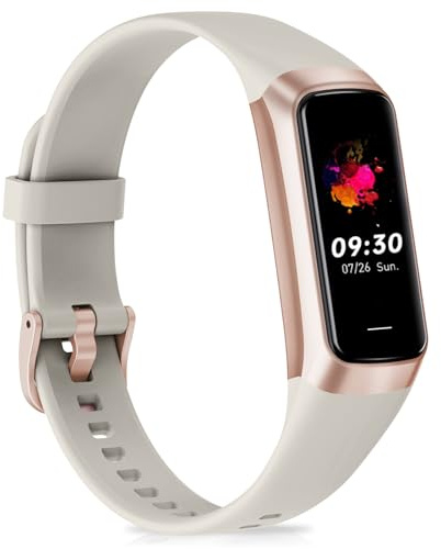 KWEROE Fitness Tracker, 1.10''AMOLED Touch Color Screen Activity Trackers, Step Counter with 24/7 Heart Rate Blood Pressure Blood Oxygen Sleep Monitor, Pedometer Health Smart Watch for Women Men