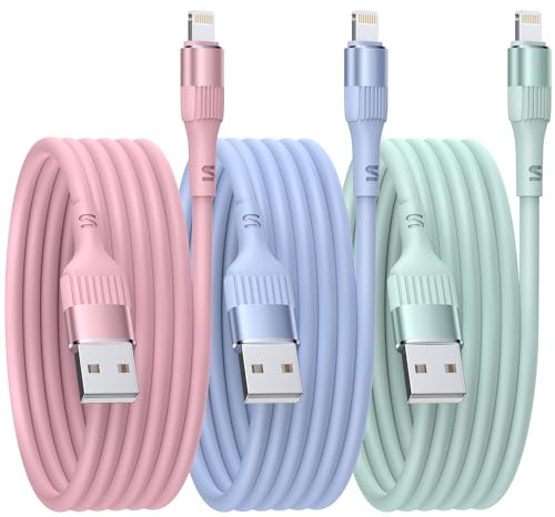 iPhone Charger, 3PACK 10FT/3M MFi Certified Lightning Cable Fast Charging | TPE Extra Long iPad Charger Compatible with iPhone 14 13 12 11 Pro Max Pro XS X XR 8 7 6 (3PACK10FT)