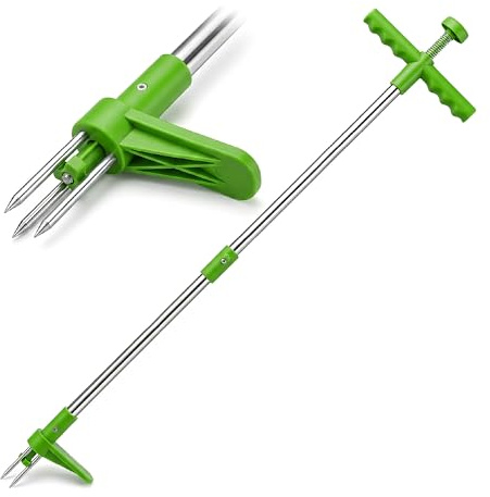 IlGruppone Estirpatore Manuale Erbacce in Acciaio Inox con Manico Ergonomico 100 cm, Estrattore Radici a 3 Denti con Pedale, Rimuovi Infestanti da Giardino Senza Sforzo