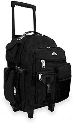 Everest Deluxe Wheeled Backpack, Black, One Size