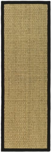 Safavieh Alfombra De Fibra Natural Sala de Estar, Comedor, Dormitorio - Natural Fiber Collection, Pelo Corto, Natural y Negro, 76 X 244 cm