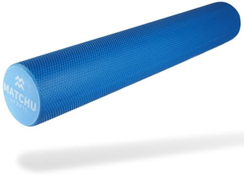 MATCHU - Foam Roller - Rullo Per Massaggio - Rullo Di Schiuma - Pilates Roller - Disponibile in nero/blu/arancione, morbido, medio e duro e in diverse misure - (Blu, 90x15 CM - Morbido)