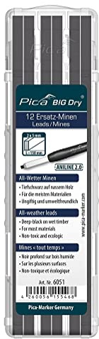 Pica 6051 I Aniline 2.0 All-Weather-Spezial-Minen für Pica Big Dry 6060 I für jedes Wetter tiefschwarzer Abstrich I ideal auf nassen Materialien I ungiftig und umweltfreundlich I 2x5 mm I 12 Stück