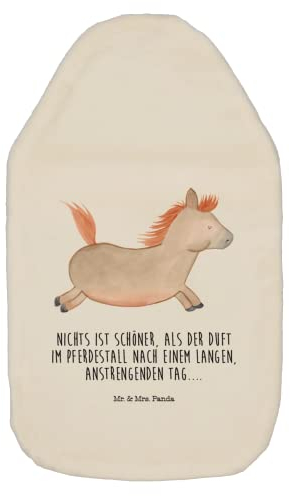 Mr. & Mrs. Panda Wärmflasche Pferd Springen - Geschenk, Pferde, Landwirtin, Pferdestall, Landwirt, Wärmekissen, Wärmflaschenbezug, Hoftiere,
