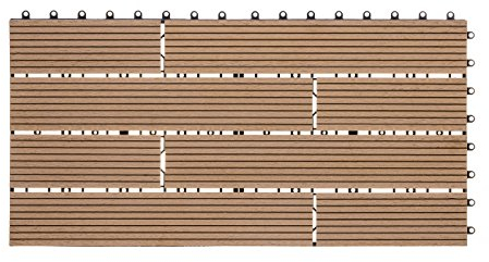 Ventanara® WPC Terrassenfliesen 1 Stück Bodenfliesen Terrassenbelag Klickfliese (30 x 60 cm Versetzt, Natur)