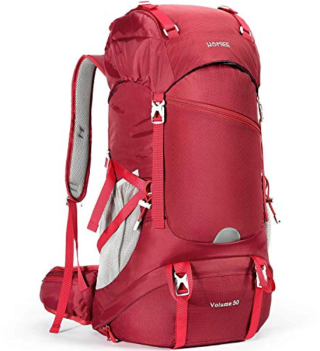 HOMIEE Wanderrucksack 50L, Herren Damen Wasserdichter Trekkingrucksack Reiserucksack Outdoor Wandern Rucksack Mit Regenabdeckung, Backpacker Rucksack Für Wandern, Bergsteigen, Camping, Reisen Sport