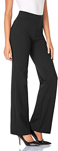 Tapata Dam 28 tum/30 tum/34 tum hög midja stretchig bootcut klänningsbyxor hög, liten storlek, normal för kontorsarbete vardaglig, Svart, XXL