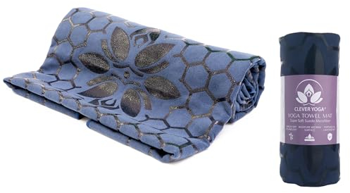 Clever Yoga Rutschfestes Handtuch für Hot Yoga – griffige, doppelseitige Wildleder-Mikrofaser – multifunktional – rutschfest – dunkelblau