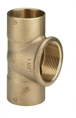 KNM Trade T-Stück Löt-Fitting Innengew. Rotguss 15x1/2x15 | DVGW-geprüft, Kupfer und Bronze Verbindung, Warm- und Kaltwasser, 30-110°C, 4-16 bar