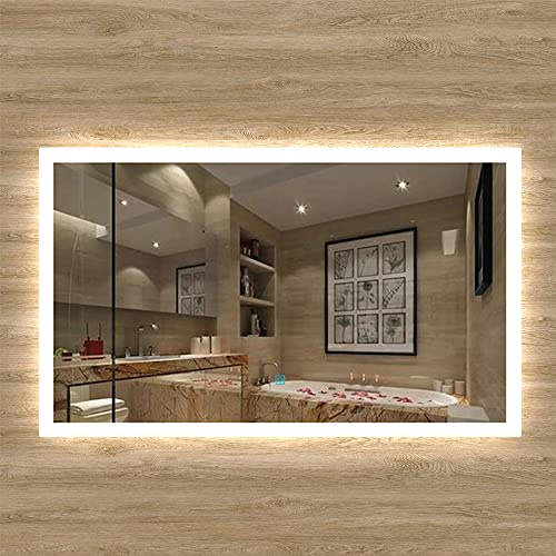 Xinyang Miroir de Salle de Bain Miroir cosmétique avec éclairage LED économe et antibuée 90x70cm réversible IP44 avec Commande par effleurement