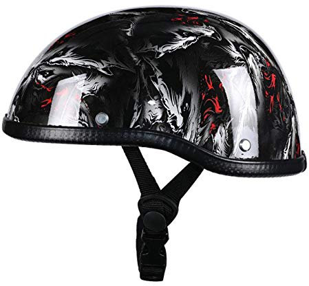 GAOZHE Mezzo Casco da Motociclista Vintage Caschi Cromwell con Visiera Parasole Aperto Jet Caschi Casco a Scodella Scooter Motorino ECE Omologato Mezzo Elmetto da Moto retrò