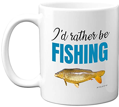 Stuff4 I'd Rather Be Fishing Mug Novelty Fish Gift | Angling Gift for Dad Grandad, Birthday Present Him or Her