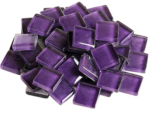 Carreaux de mosaïque en verre carrés de 200 g pour loisirs créatifs, décoration, 1,5 x 1,5 cm (violet)