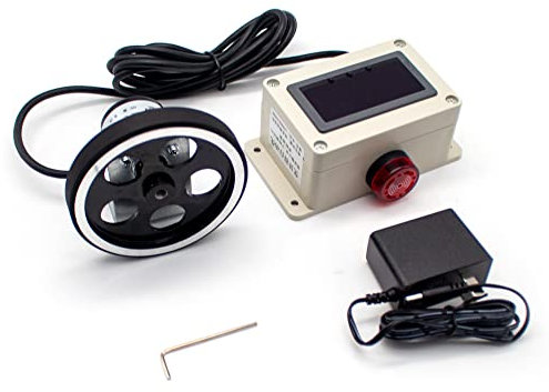 LeTkingok Contador De Medidor De Tipo De Rodillo Industrial, Pantalla Digital Electrónica De Alta Precisión Contador De Longitud Inteligente Con Codificador De Alarma