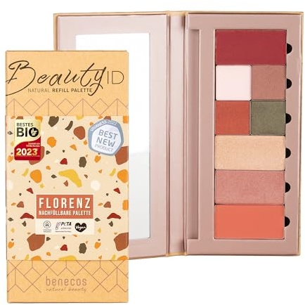 Benecos Beauty ID Refill Palette Florenz - bestückte Make-up-Palette mit Eyeshadow, Lip & Cheek Balm, Rouge & Highlighter - wiederbefüllbar - vegane Naturkosmetik