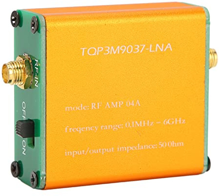 PUSOKEI 1.95GHz 20dB Low Noise Amplifier, 0.1MHz-6GHz Full Band RF Power Preamplifier, SMA Female RF Wideband Amplifier Broadband Module Receiver for Shortwave, FM Radio