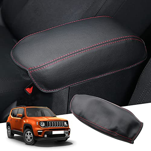 GAFAT J-eep Renegade 2015-2024 2025 Copertura per Bracciolo Console Centrale, Renegade 2023 Protezione Braccioli, Rivestimento in Pelle, Compatibile con Jeep Renegade Accessori (Rosso)