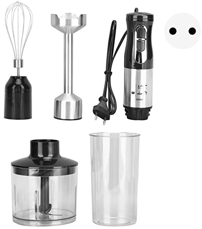 Haofy Frullatore, 4 in 1 Design a Forma di Campana Frullino per Le Uova Tritacarne da 1000 W Frullatore a Immersione Facile Pulizia Lama in Acciaio Inossidabile per Cucinare (Spina UE 220V)