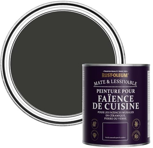 Rust-Oleum Black Water-Resistant Kitchen Tile Paint in Matt Finish - Dark Magic 750ml