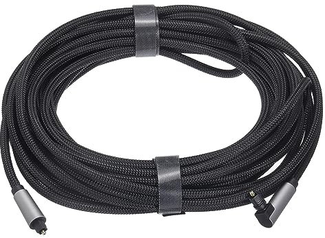 sourcing map Fiber Optic Audio Cable 32.8Ft/10M 360 Degree Rotating Digital Audio Optical Cable Nylon Metal Shell Tos Optical Link Male to Male Cable for TV Power Amplifier Stereo Black
