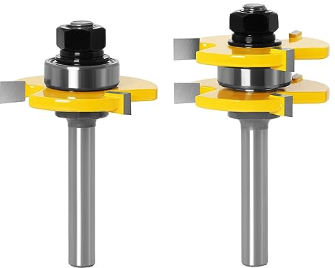 Bestgle 2-stück Groove and Tongue Zunge Fräser Set - 8mm Schaft - Nutfräse Set für Elektro Oberfräsen - Holzbearbeitungswerkzeuge