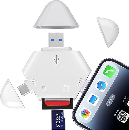 Lector de tarjetas SD para iPhone, lector de tarjetas de memoria triangular para iPhone 15/iPad/Android/Mac/PC/portátil, visor de cámara de juegos de sendero, compatible con tarjeta SD/Tf, adaptador