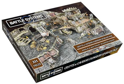 Battle Systems Fantasy | Crypts and Caverns Dungeon Upgarde Pack | DnD Terrain Mat | Modular Miniature Terrain | Perfect for Roleplaying | Multi Level Tabletop Terrain for 28mm Miniatures