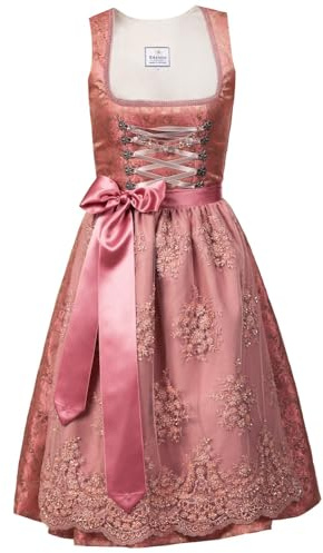 Edelnice Trachtenmode Exklusives Designer Midi Dirndl Sophia inkl. Spitzenschürze Gr. 32-54 (DE/NL/SE/PL, Numerisch, 44, Regular, Regular)