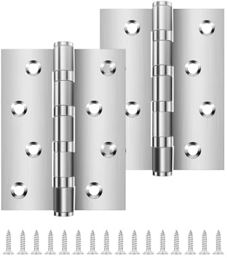 Heavy Duty Door Hinges 4 Inch (100mm), Bolatus Heavy Duty Ball Bearing Hinges Stainless Steel Door Hinge for Wooden Doors Silver (1Pairs)