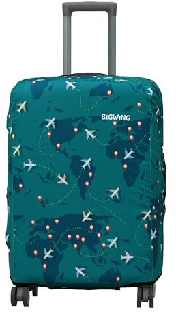 BIGWING Polyester karttryck skyddande hårt bagage resväska skydd (passar endast på fiber/plastvagnväska), Flerfärgad, 20 Inch (55 CM) Trolley Bag Cover, Resetillbehör