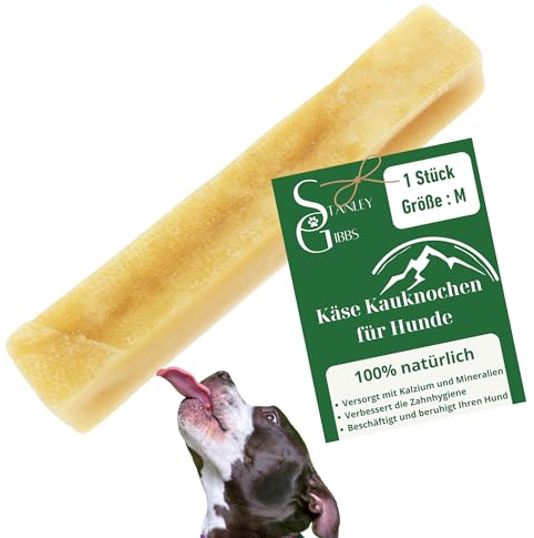 Stanley Gibbs Premium Kaukäse für Hunde : Yak Käse Hund, Käsestangen - Langer Kauspaß, Käseknochen - Gesund und Natürlich, Robust und Strapazierfähig, Lecker (Größe M, 1er-Pack)
