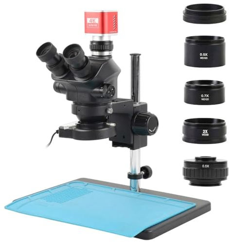 Mikroskop-Zubehör-Kit 3,5-90X simultanes Zoom-Trinokular-Stereomikroskop + 4K 1080P 8MP HDMI USB Industriemikroskop-Messkamera Mikroskopische Objektträger (Size : B)