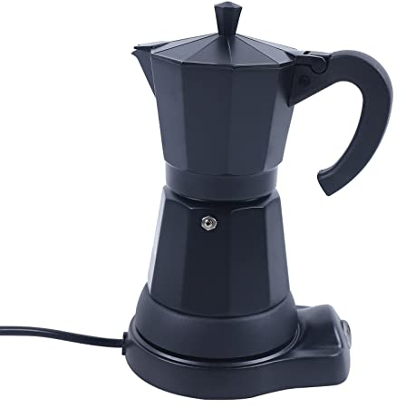 GAOUSD Moka Pot Cafetière Moka Cafetiere Italienne 300ml 6 Tasses,Cafetiere Induction Avec Poignée et Boutons Tapis de Café Inclus,Cafetière Italienne Induction(Noir)