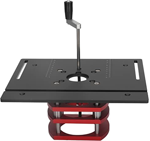 Router Table Lift, Router Table Saw Insert Base Plate, Manual Router Lift System Kit with Crank Handle for High Accuracy Woodworking Small Trimming Machine (Black)