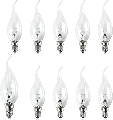 B4U 10 Pack Small Screw Candle Bulbs, Bent Tip Bulbs, Clear Edison Screw Ceiling Light Bulbs, Candle Bulb, SES /e14, 240V