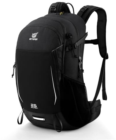SKYSPER Wanderrucksack Herren 25L mit Rückenbelüftung und Netzrücken,Trekkingrucksack mit Hüftgürtel für Camping Outdoor Wandern Reisen Urlaub