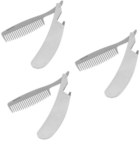 Mikinona 3stücke Multifunktionaler Faltbarer Bartkamm Aus Edelstahl Mini Haarkamm Für Bartpflege Styling-tool Für Männer Tragbar Und Antistatisch Für Reisen Und Täglichen Gebrauch