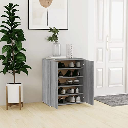 Sufrk Schuhschrank Shoes Cabinet Schuhaufbewahrung Schuhschrank Flur Grau Sonoma 60x35x70 cm Holzwerkstoff - 816009