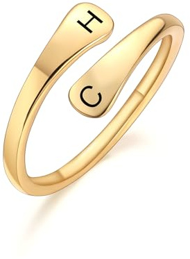 INBLUE Bague Spiral Twist en Argent Sterling 925 Personnalisée pour Femme Gravure avec Nom/Date/Initiale Bagues pour Femme Ajustable Open Bague de Promesse Cadeau pour Mariage Fiançailles - B2